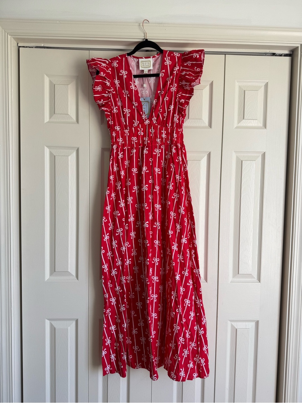 NWT Sail to Sable Bow Maxi Dress Red Size XS - Picture 3 of 12